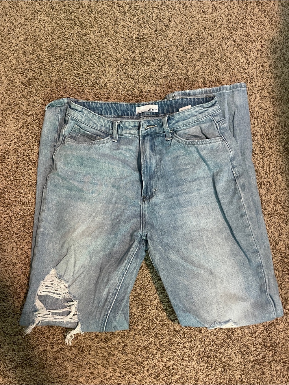 VERVET BY FLYING MONKEY Light Blue Distressed Boyfriend Jeans